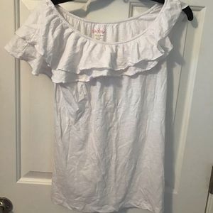Lilly Pulitzer white ruffled top. Size large